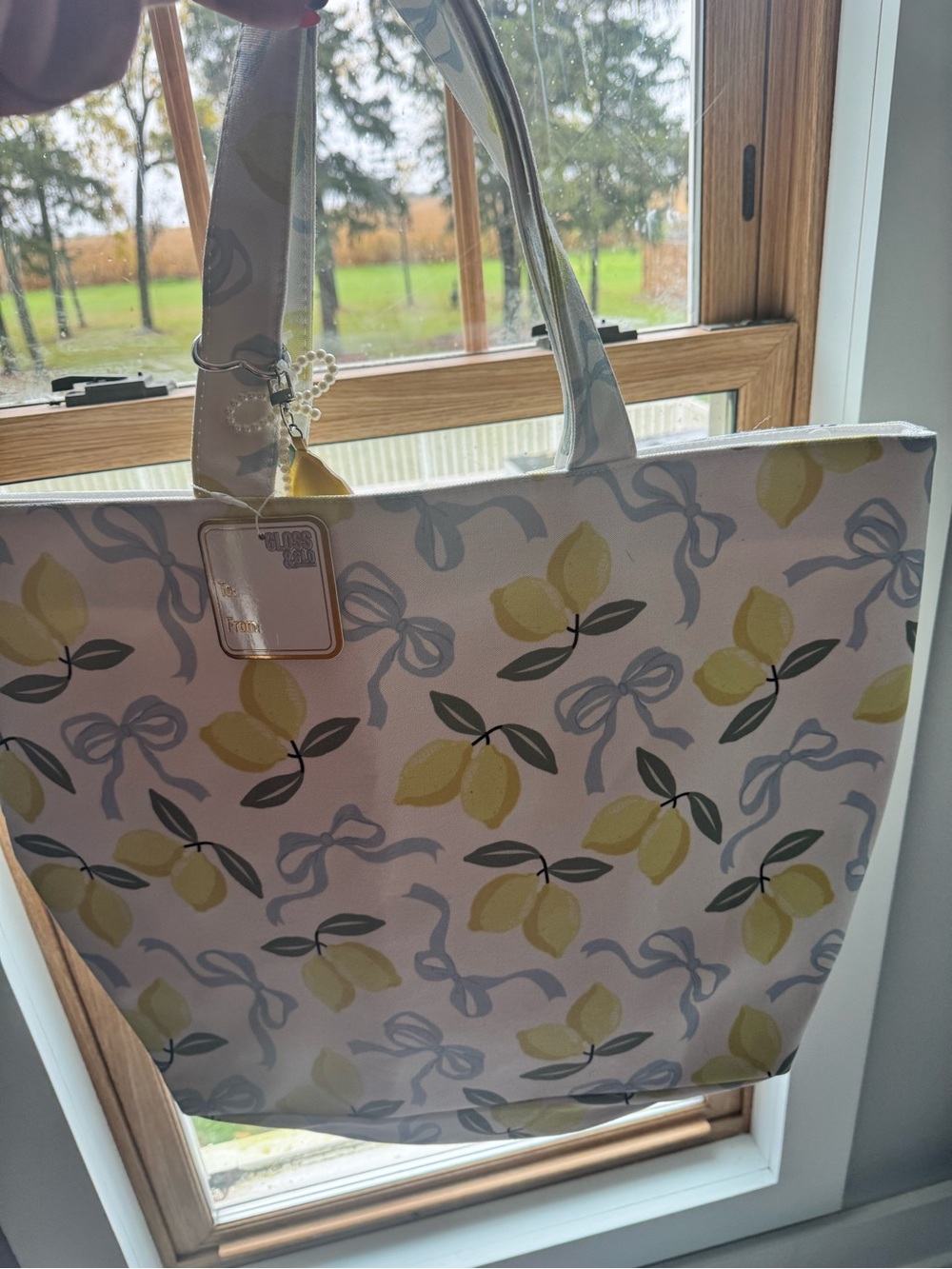 Lemon Print Canvas Tote Bag - Unbranded